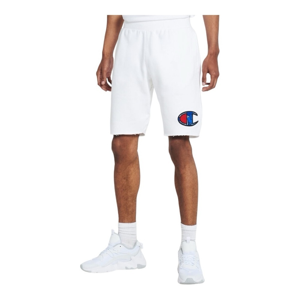 🥊 Champion Reverse Weave‎ Cutoff Sweat Shorts 🏁 XL White Raw-Edge Gym Style